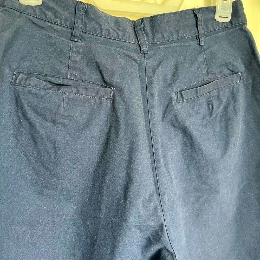 VINTAGE 90s Y2K Navy Blue High Rise Wide Leg Bermuda Short Cottagecore Granny 12 - Picture 10 of 11